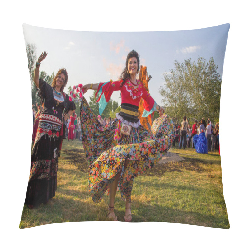 Personality  EDIRNE, TURKEY - 5 May 2018. Kakava Festival (Roman Festival)is Big Fire Around A Lot Of Tourist Playing Dance During Hidirellez Starting Spring From Edirne, Turkey.People Are Happy And Playing Dance Pillow Covers