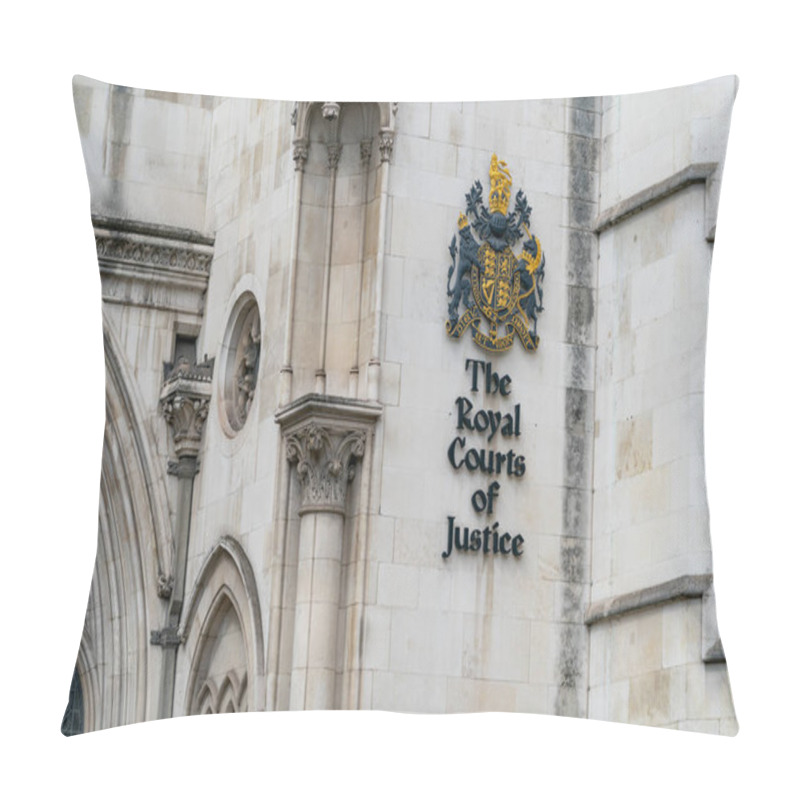 Personality  LONDON, ENGLAND - JULY 28, 2020: Front View Of The Grand Arched Gothic Entrance Of The Royal Courts Of Justice, The Strand, London - 153 Pillow Covers