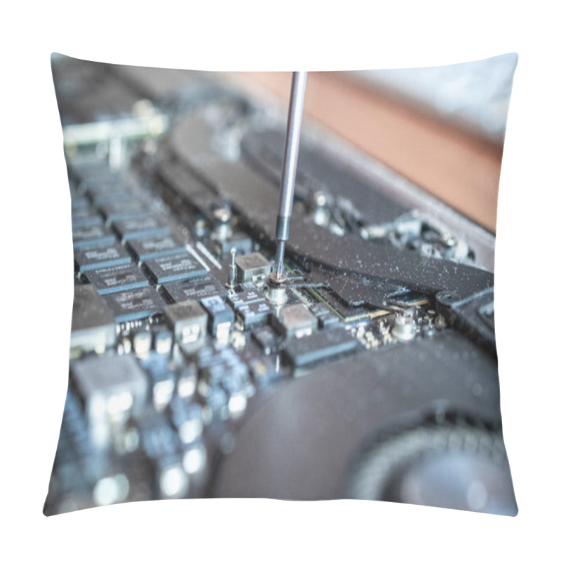 Personality  Computer Chip Electronic Repair. Hardware Engineer Technology Maintenance. Man Technician Pc Service Pillow Covers