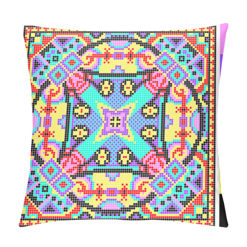 Personality  Geometric Square Pattern For Cross Stitch Ukrainian Traditional Pillow Covers