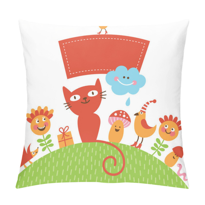 Personality  Greeting Card With Cute Cartoon Animals Pillow Covers