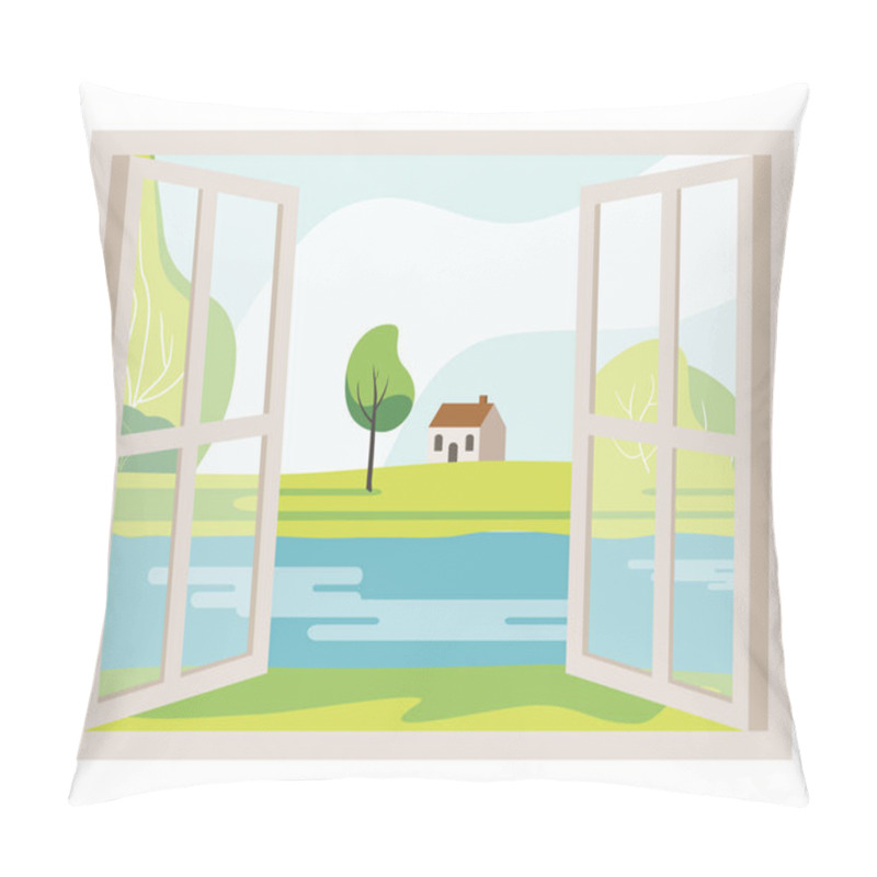 Personality  Open Window With A Landscape View Pillow Covers