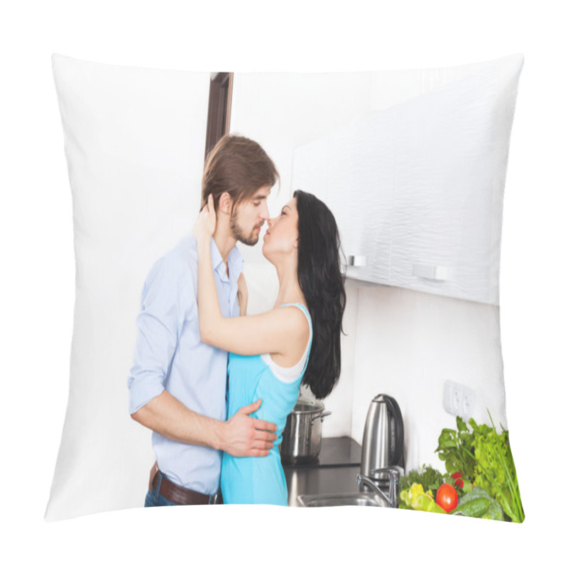 Personality  Couple Kissing At Their Kitchen Pillow Covers