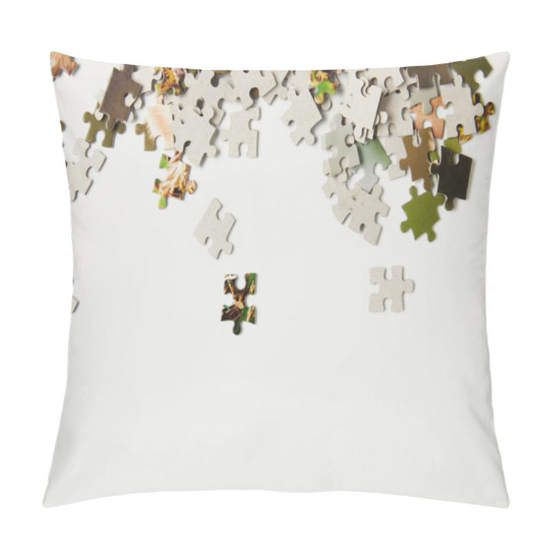 Personality  Top View Of Jigsaw Puzzle Pieces On Grey   Pillow Covers