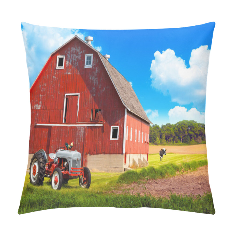 Personality  American Farmland With Blue Cloudy Sky Pillow Covers