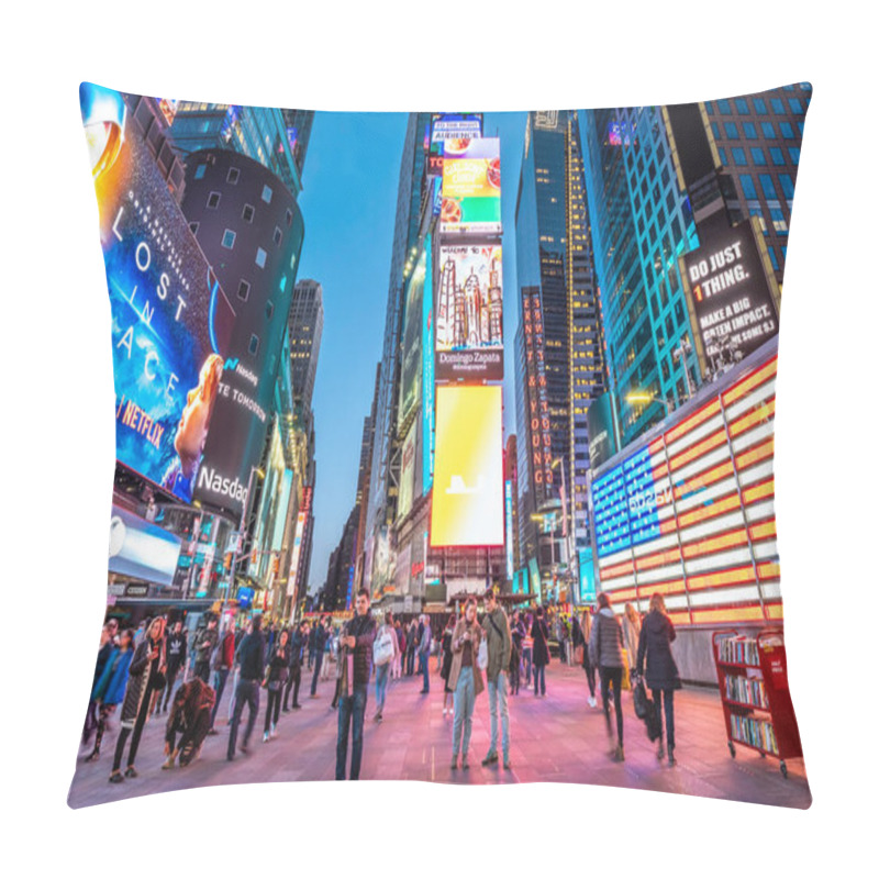 Personality  View Of The Iconic Architecture Of New York City In The USA At Times Square. Pillow Covers