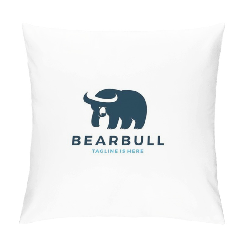 Personality  Bear Bull Negative Space Horn Logo Icon Template Vector Illustration Pillow Covers