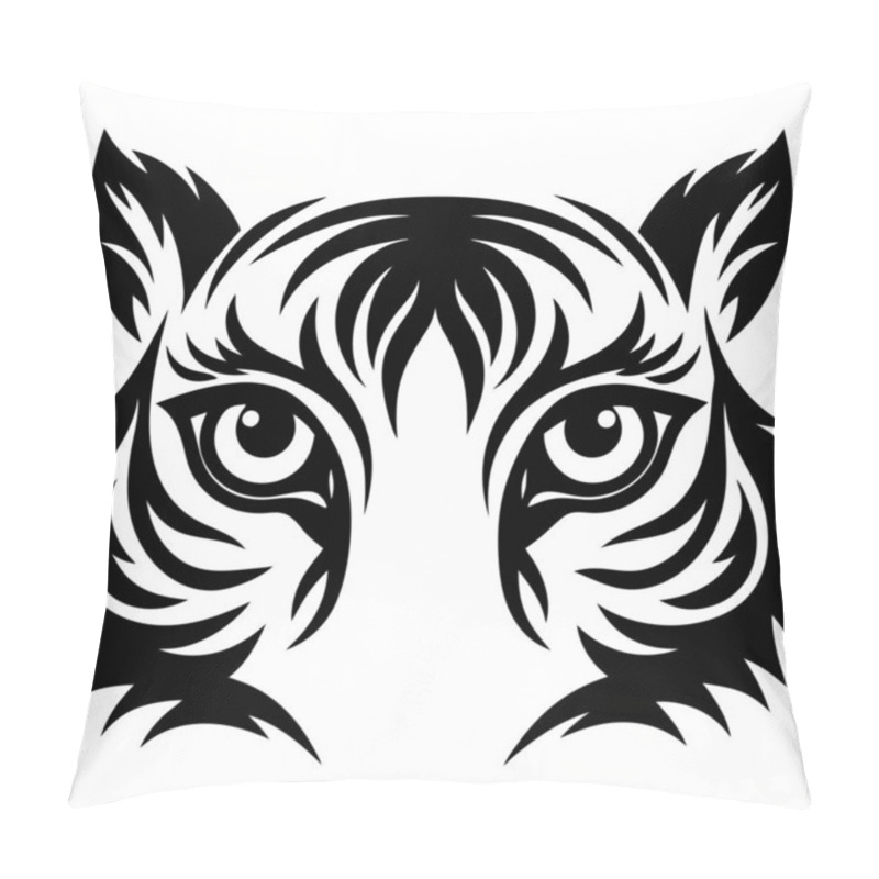 Personality  Tiger Eyes Vector Art Illustration, Wild Animal Design, Symbolic Tiger Head Artwork Pillow Covers