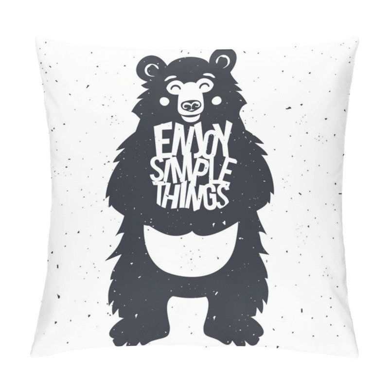 Personality  Typographic Poster With Bear Pillow Covers