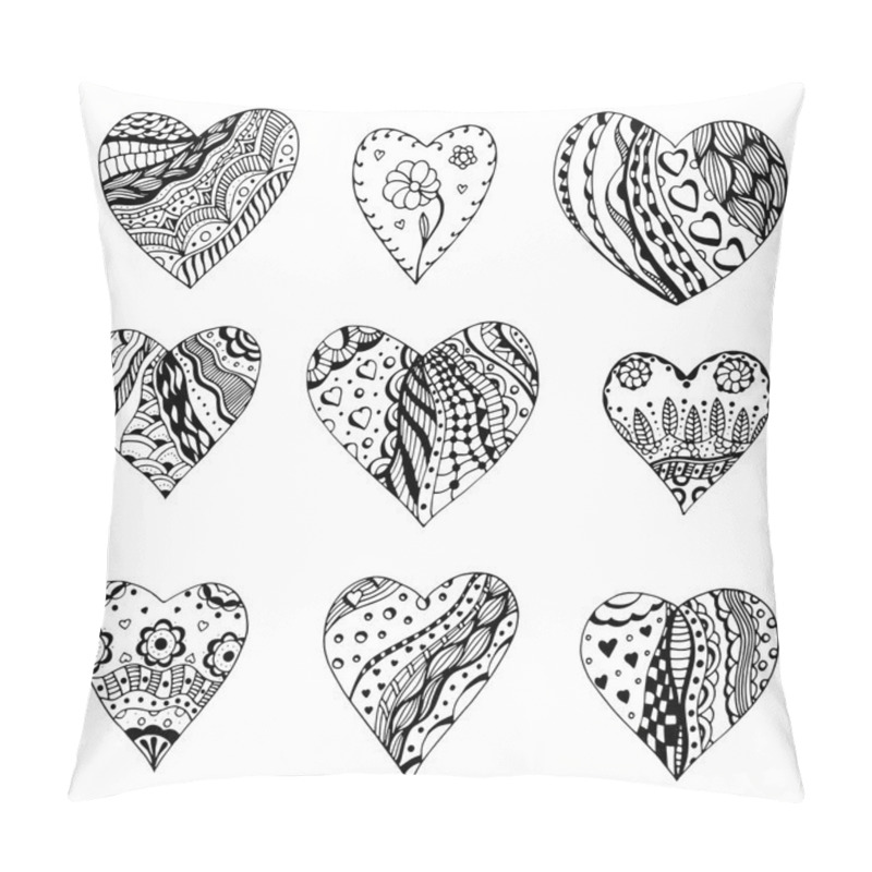 Personality  Zentangle Style Hearts Pillow Covers