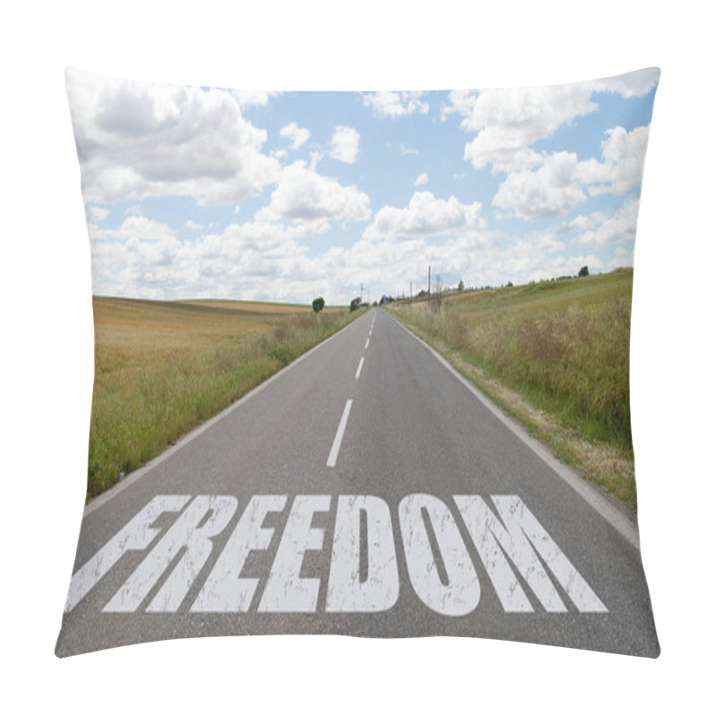 Personality  Freedom Message Written On The Road Pillow Covers