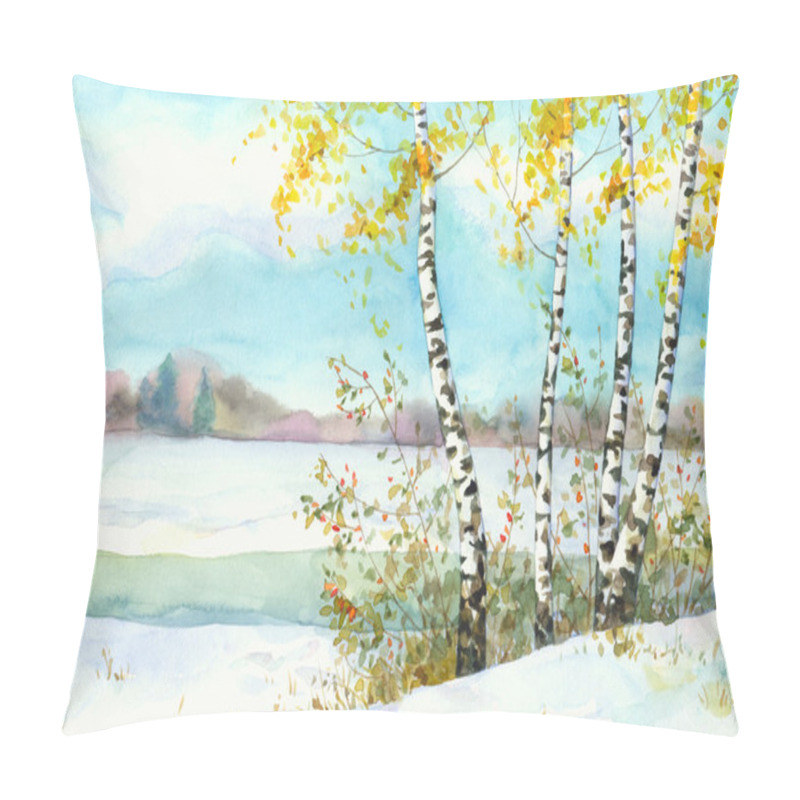 Personality  Birches In Snowy Field Pillow Covers