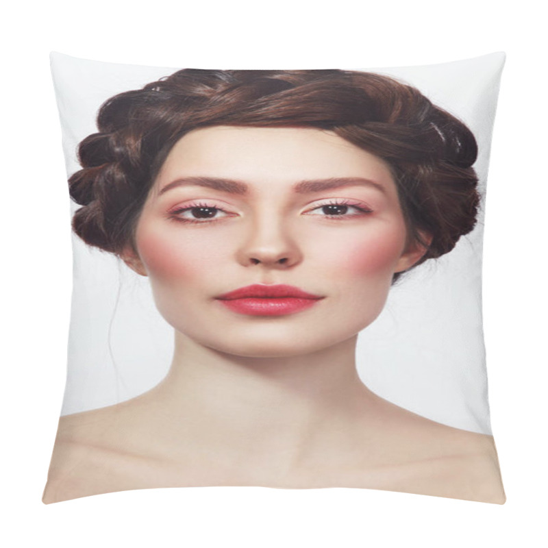 Personality  Young Beautiful Woman With Fresh Makeup Pillow Covers