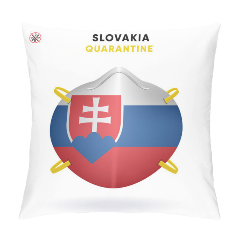 Personality  Slovakia Quarantine Mask With Flag. Medical Precaution Concept. Vector Illustration Coronavirus Isolated On White Background. Template Danger Of Coronavirus Pillow Covers