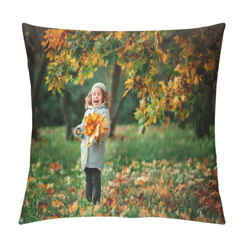 Personality  Laughing Girl Holding Orange Leaves Pillow Covers