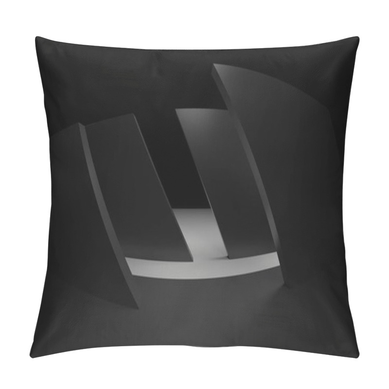 Personality  Abstract Black Geometric Shapes Creating A Dramatic Contrast In A Dark Setting. Pillow Covers