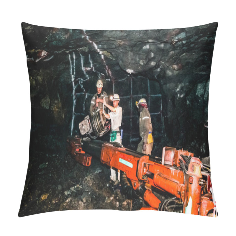 Personality  Johannesburg, South Africa - August 11 2008: Underground Platinum Palladium Mining And Machinery Pillow Covers