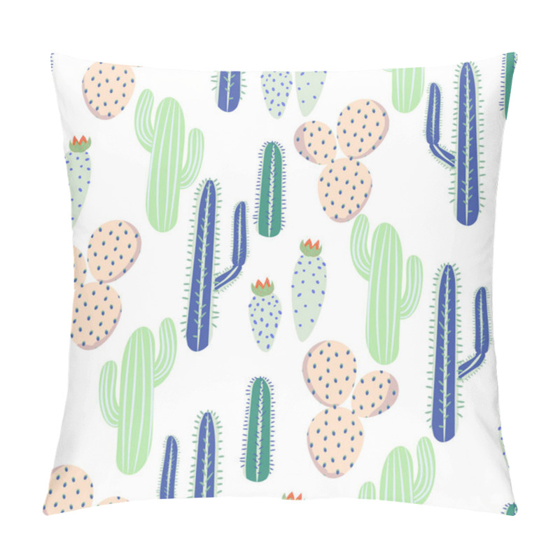 Personality  Various Cacti Desert Vector Seamless Pattern. Abstract Thorny Plants Nature Fabric Print. Pillow Covers