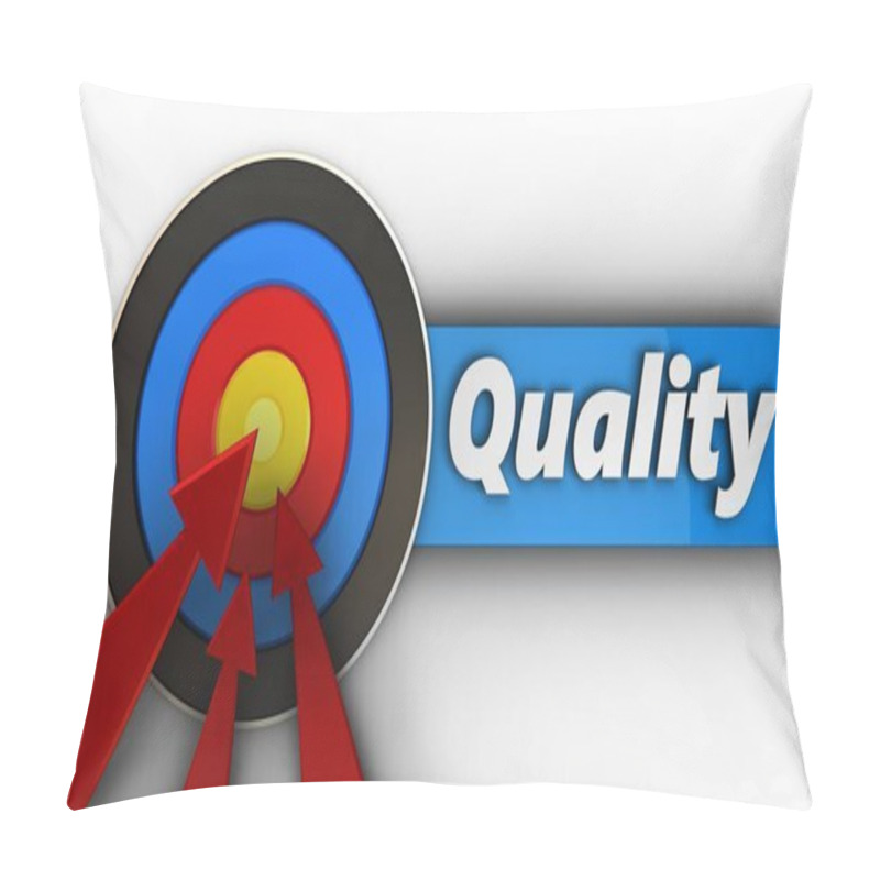 Personality  Target With Word Quality On White Background Pillow Covers