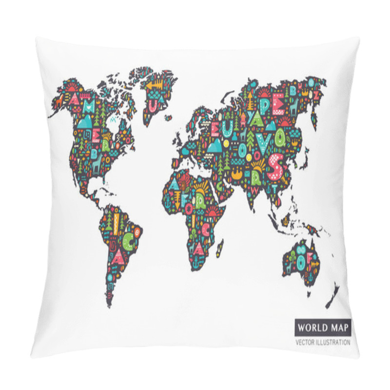 Personality  World Cartoon Map Pillow Covers