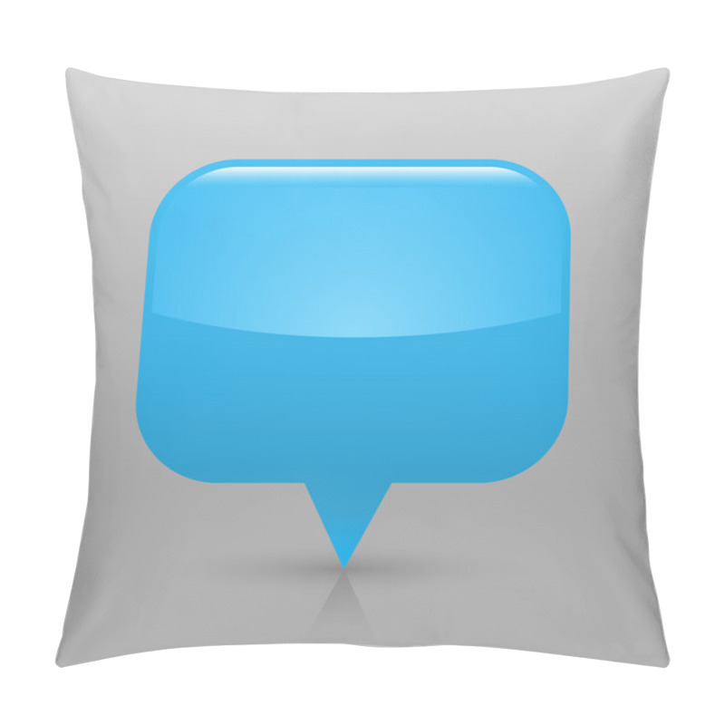 Personality  Blue Glossy Blank Map Pin Icon. Rounded Rectangle Web Button With Shadow And Reflection On Light Gray Background. This Vector Illustration Saved In 8 Eps Pillow Covers