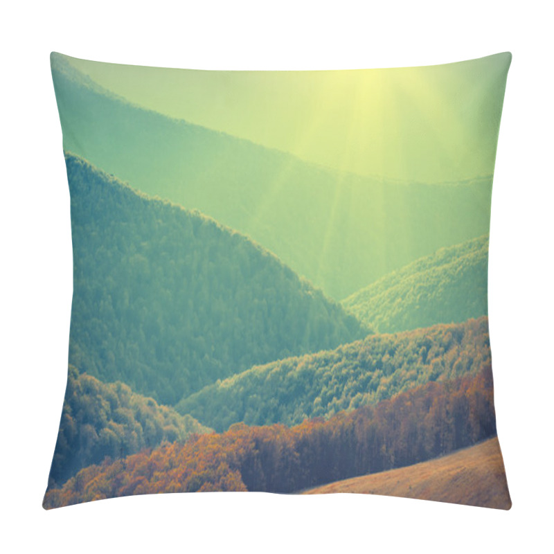 Personality  Forest On A Hills Of Foggy Pillow Covers