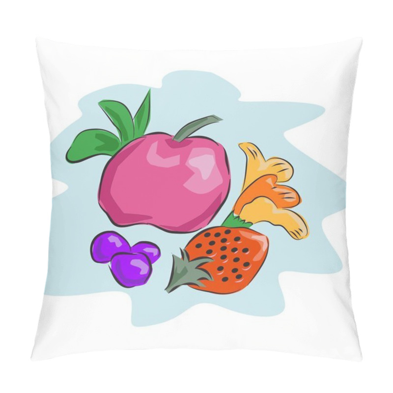 Personality  Fruits And Flowers Vector Illustration Pillow Covers