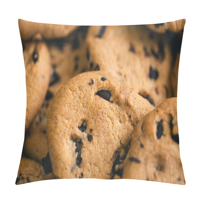 Personality  Close Up, Chocolate Crisp Cookies, Mako Shot, Food Background, Top View. Pillow Covers