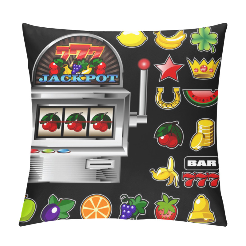 Personality  A Vector Slot Fruit Machine With Cherry Winning On Cherries And Pillow Covers