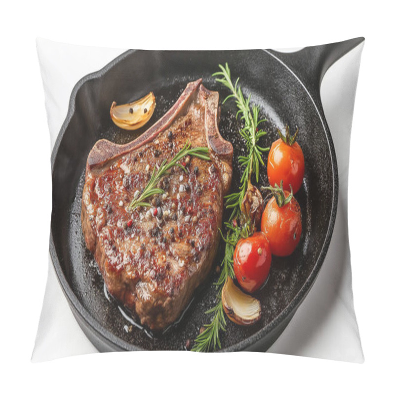 Personality  Grilled Steak With Tomatoes On A Black Plate. Pillow Covers