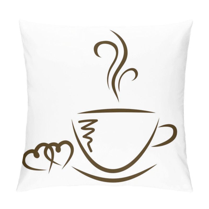 Personality  Web Icon Cups Of Coffee And Hearts Isolated Pillow Covers