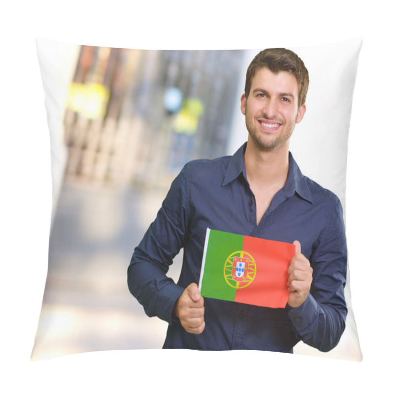 Personality  Young Man Holding Portuguese Flag Pillow Covers