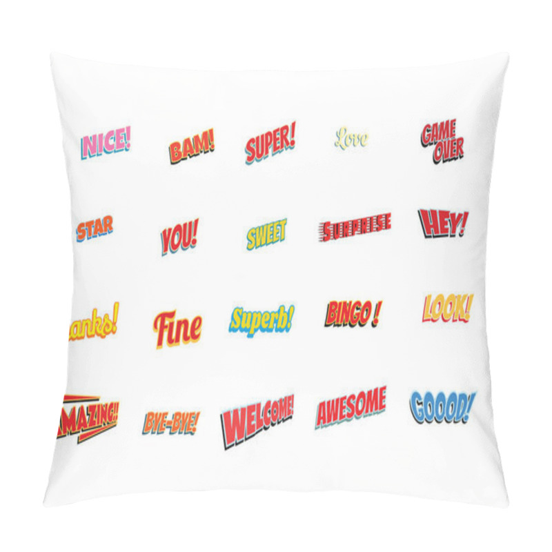 Personality  Cartoon Words Label Set Isolated On A White Background Pillow Covers