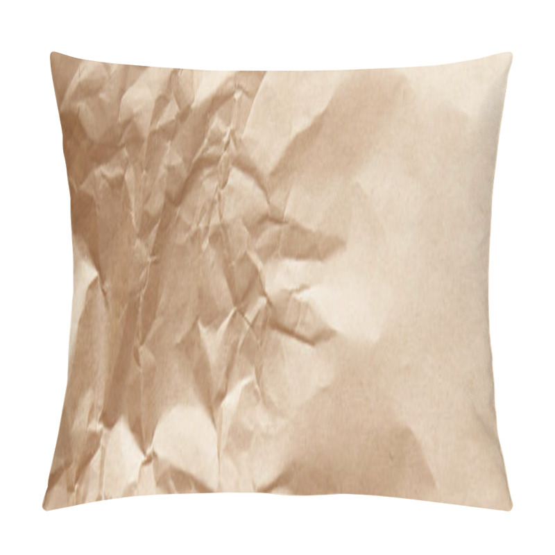 Personality  Top View Of Empty Crumpled Craft Paper Texture, Panoramic Shot Pillow Covers