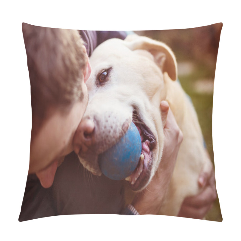 Personality  Man Playing With His Dog Pillow Covers