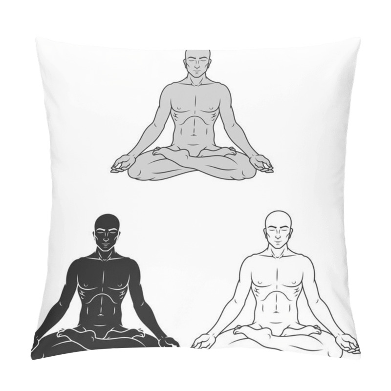 Personality  Vector Design Of Man Meditating In Lotus Flower Position Pillow Covers