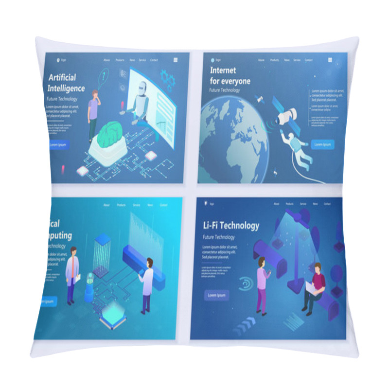 Personality  Set Of Computer Future Technologies, 3d Isometric Vector Illustration, For Graphic And Web Design Pillow Covers