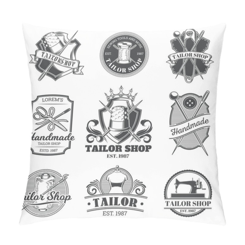 Personality  Set Of Vector Tailor Emblem, Signage Pillow Covers