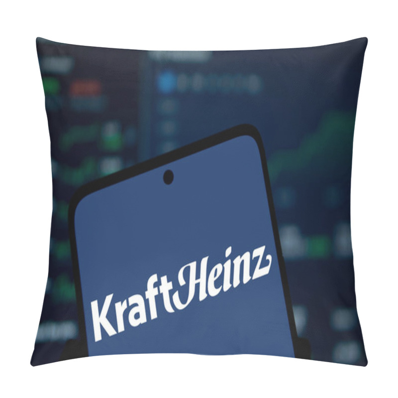 Personality  Dhaka, Bangladesh- 5 Dec 2024: Kraft Heinz Logo Is Displayed On Smartphone. Kraft Heinz Is An American Multinational Food Company. Pillow Covers