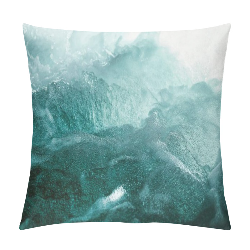 Personality  A Mesmerizing Close-up Of Turbulent Ocean Waves In Rich Teal Tones. Pillow Covers