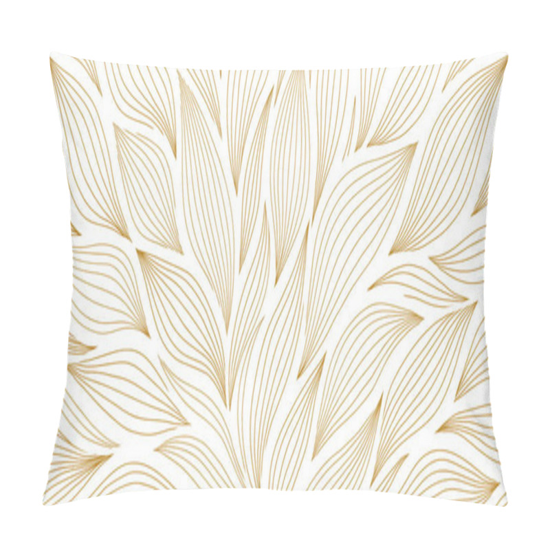 Personality  Luxury Floral Pattern With Hand Drawn Leaves. Elegant Astract Background In Minimalistic Linear Style. Trendy Line Art Design Element. Vector Illustration. Pillow Covers