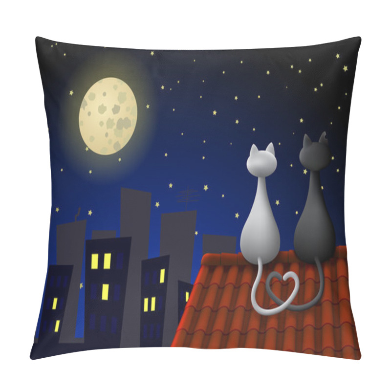 Personality  Two Cats On A Roof Pillow Covers