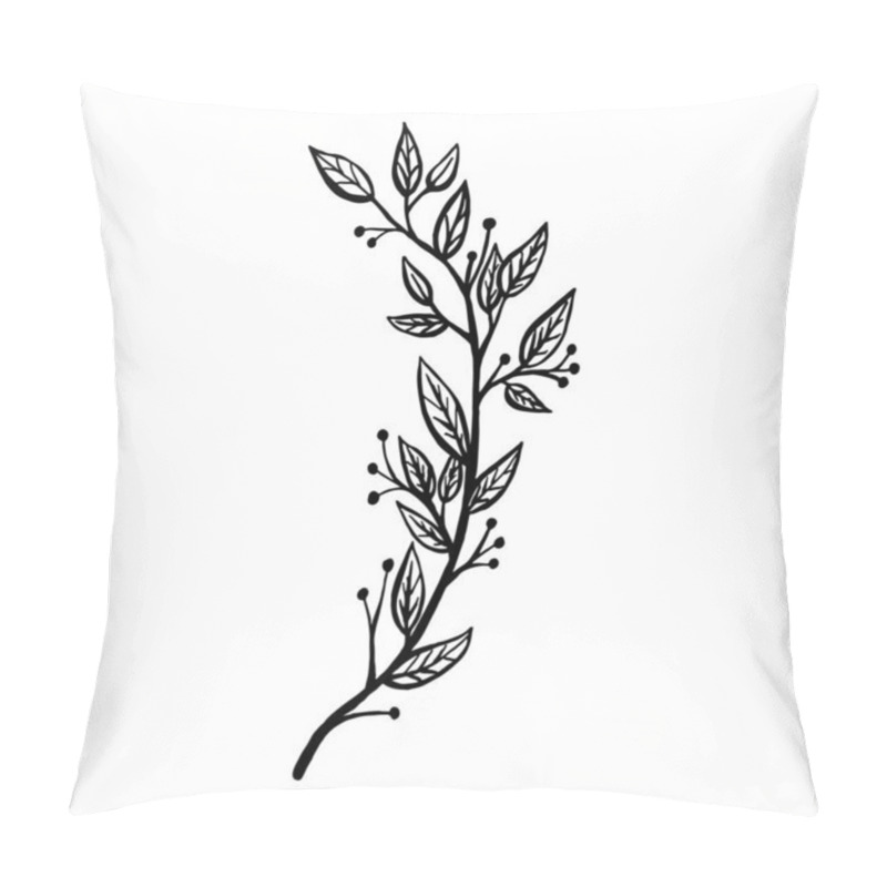 Personality  Hand Drawn Plants And Tree Branches With Leaves. Vector Floral Silhouettes. Graphic Design Elements. Black And White Botanical Illustration. Pillow Covers