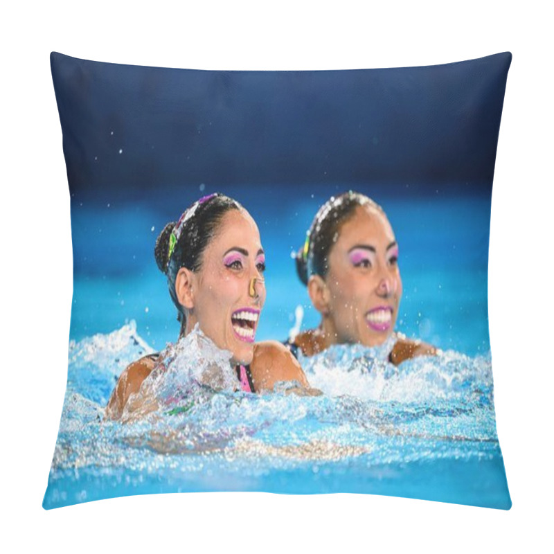 Personality  PARIS, FRANCE - 9 AUGUST, 2024: DIOSDADO Nuria, JIMENEZ Joana, The Artistic Swimming, Duet, Technical Routine, Artistic Swimming, Duet, Technical Routine, The Paris 2024 Olympic Games At Aquatics Centre Pillow Covers