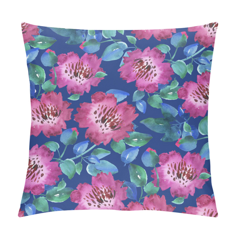 Personality  Pink Vivid Abstract Flowers Seamless Pattern. Hand Drawn Illustr Pillow Covers