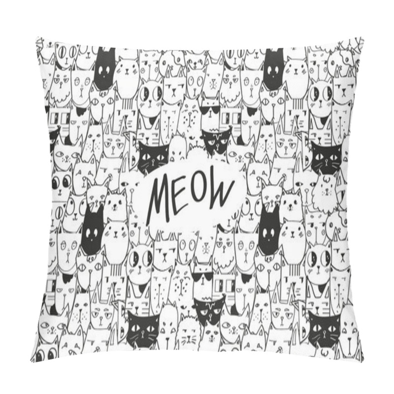 Personality  Doodle  Cats Seamless Pattern Pillow Covers