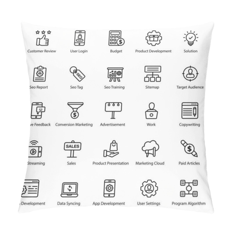 Personality  Web Design Line Icons Pack Having Attractive Vectors For Your Ease. Editable Vectors Can Be Used In Relevant Departments. Enjoy Downloading! Pillow Covers