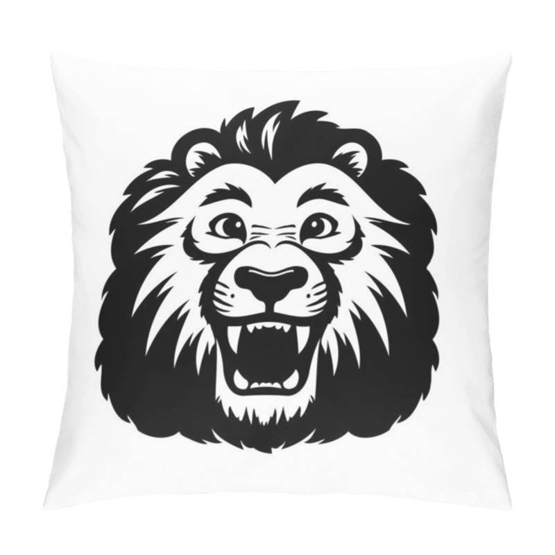 Personality  Roaring Lion Head Mascot.  Animal Graphic Design. Pillow Covers