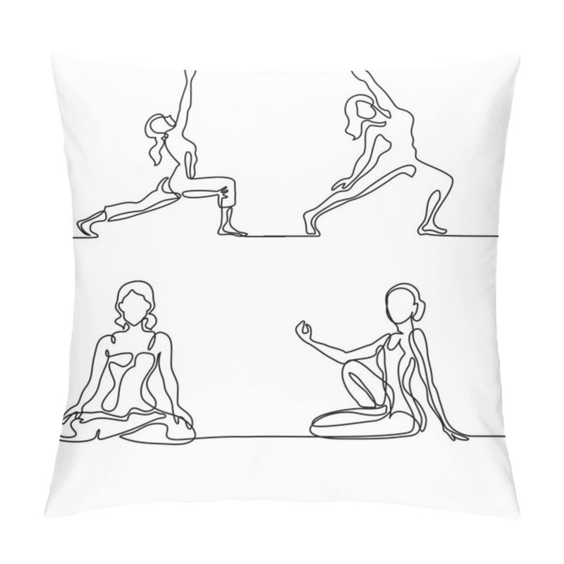 Personality  Set Woman Doing Exercise In Yoga Pose Pillow Covers