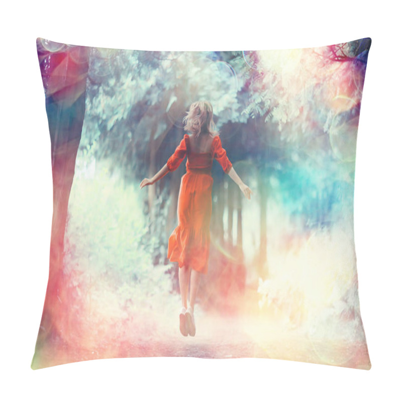 Personality  Freedom Girl Spring Forest, Nature Beautiful Female In The Park Pillow Covers